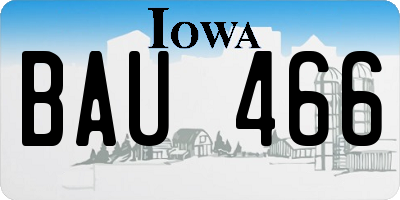 IA license plate BAU466