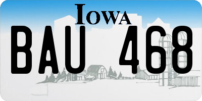 IA license plate BAU468