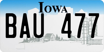 IA license plate BAU477