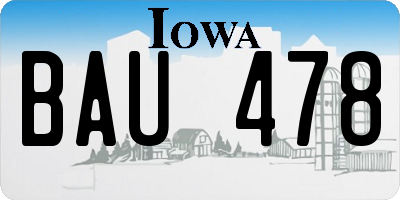IA license plate BAU478