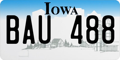 IA license plate BAU488