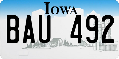 IA license plate BAU492