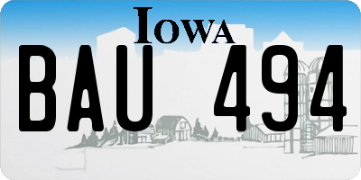 IA license plate BAU494