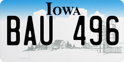 IA license plate BAU496