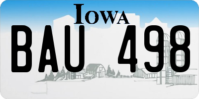IA license plate BAU498