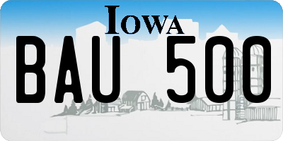 IA license plate BAU500