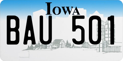 IA license plate BAU501