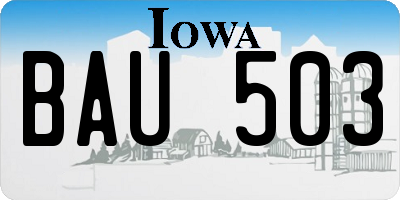 IA license plate BAU503