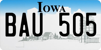 IA license plate BAU505