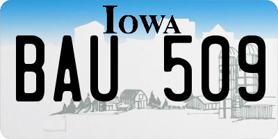 IA license plate BAU509