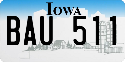 IA license plate BAU511