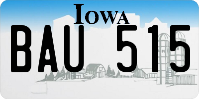 IA license plate BAU515