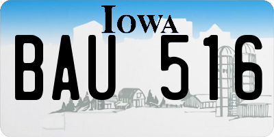 IA license plate BAU516