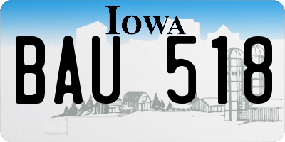 IA license plate BAU518