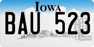 IA license plate BAU523