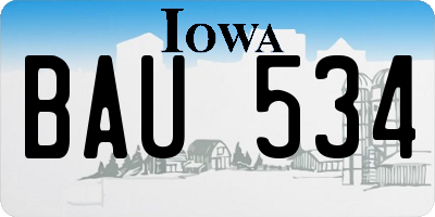 IA license plate BAU534
