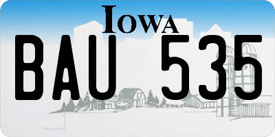 IA license plate BAU535