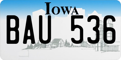 IA license plate BAU536
