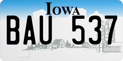 IA license plate BAU537