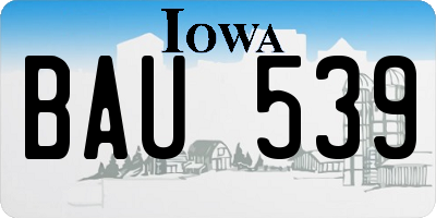 IA license plate BAU539