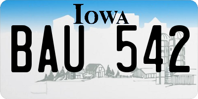 IA license plate BAU542