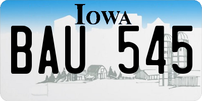 IA license plate BAU545