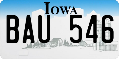 IA license plate BAU546