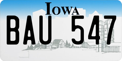 IA license plate BAU547