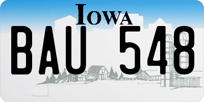 IA license plate BAU548