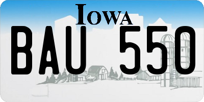 IA license plate BAU550