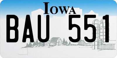 IA license plate BAU551