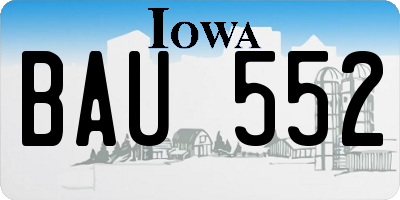 IA license plate BAU552