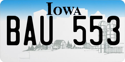 IA license plate BAU553