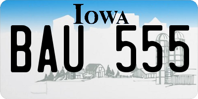 IA license plate BAU555