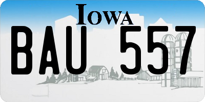 IA license plate BAU557
