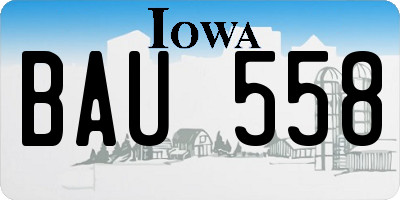 IA license plate BAU558