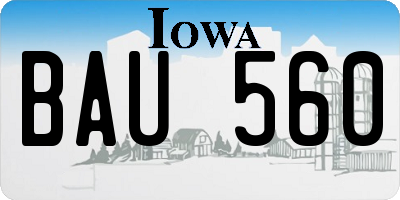 IA license plate BAU560