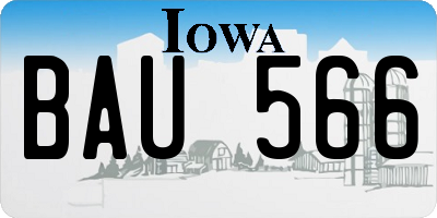 IA license plate BAU566