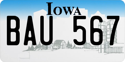 IA license plate BAU567
