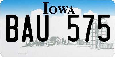 IA license plate BAU575