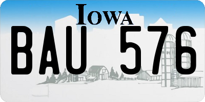 IA license plate BAU576