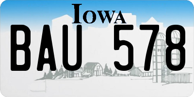 IA license plate BAU578