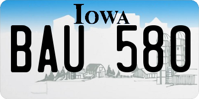 IA license plate BAU580