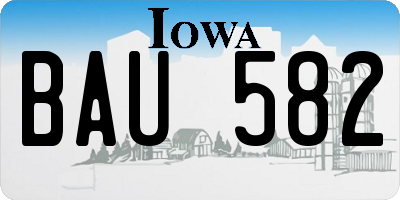 IA license plate BAU582