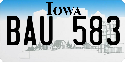 IA license plate BAU583