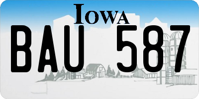 IA license plate BAU587