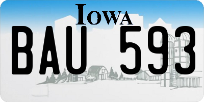 IA license plate BAU593