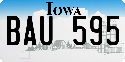 IA license plate BAU595