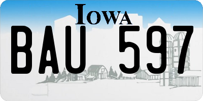 IA license plate BAU597