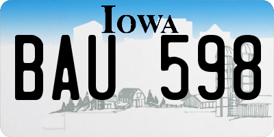 IA license plate BAU598